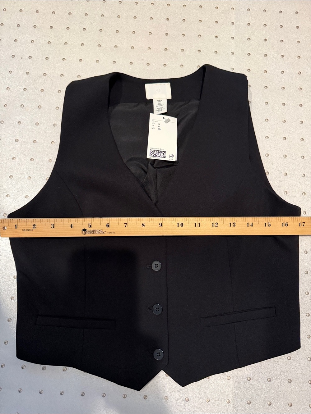 H&M Black Tailored Vest NWT Size S Sleeveless Button Front Waistcoat - Picture 5 of 7
